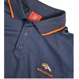 NFL Denver Broncos Polo Shirt Mens Medium Navy Blue Excellent Embroidered Logo